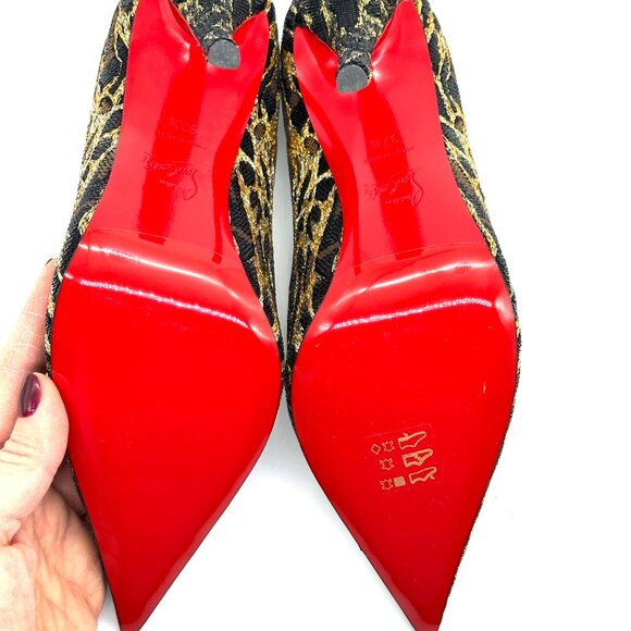 Christian Louboutin MISS Z OCELOT 100 Sequin Leopard Heels Pumps Shoes